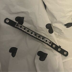 Alternative Black Star Studded Metal Bracelet Cuff